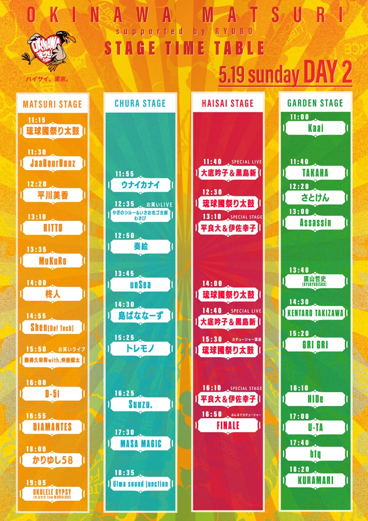 OKINAWAまつり stage time table DAY2